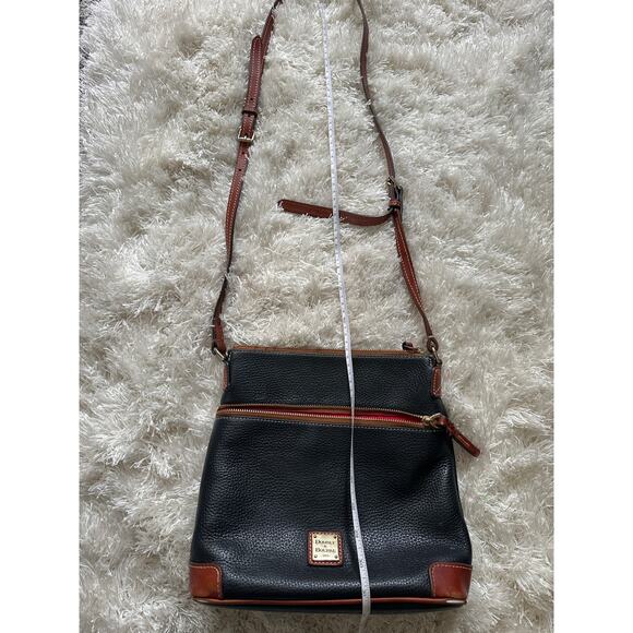 Dooney & Bourke Black Pebbled Leather Crossbody Bag – 11” Wide Black & Tan Purse - Picture 10 of 10